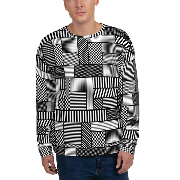 65 MCMLXV Unisex Geometric Patchwork Fleece Sweatshirt - 65mcmlxv