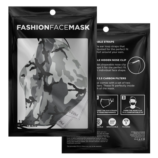 65 MCMLXV Unisex Grey Camouflage Print Face Mask - 65mcmlxv