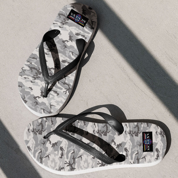 65 MCMLXV Unisex Grey Camouflage Print Flip - Flops - 65mcmlxv