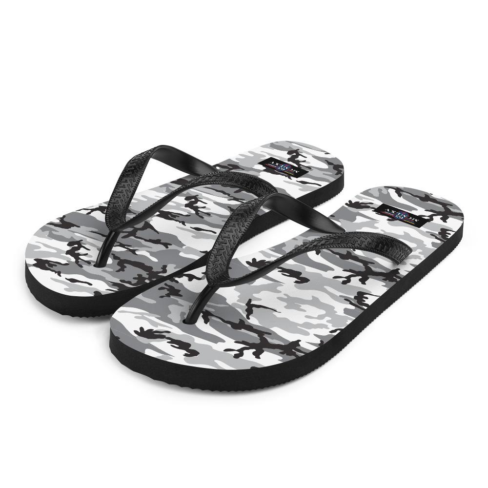 65 MCMLXV Unisex Grey Camouflage Print Flip - Flops - 65mcmlxv