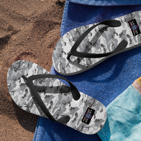 65 MCMLXV Unisex Grey Camouflage Print Flip - Flops - 65mcmlxv