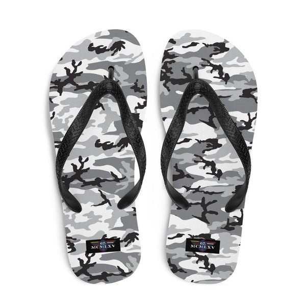 65 MCMLXV Unisex Grey Camouflage Print Flip - Flops - 65mcmlxv