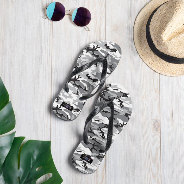 65 MCMLXV Unisex Grey Camouflage Print Flip - Flops - 65mcmlxv