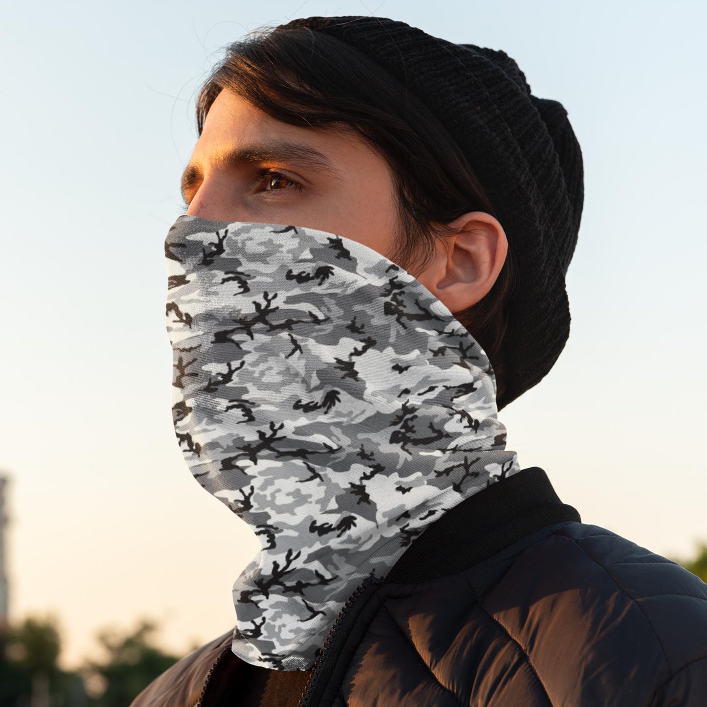 65 MCMLXV Unisex Grey Camouflage Print Neck Gaiter - 65mcmlxv