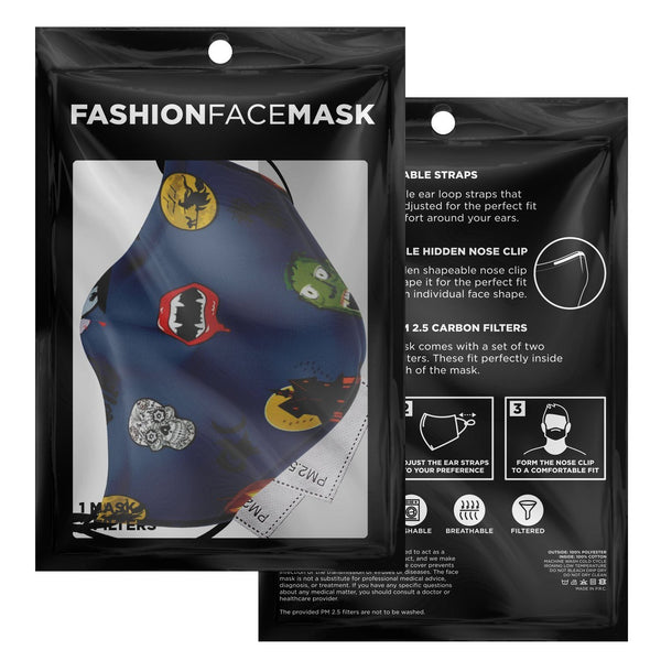65 MCMLXV Unisex Halloween Icons Print Face Mask - 65mcmlxv