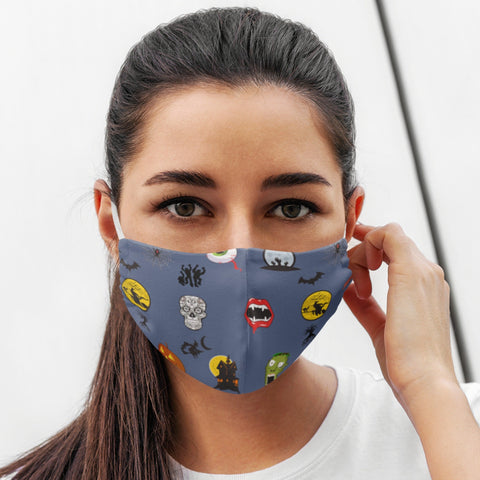 65 MCMLXV Unisex Halloween Icons Print Face Mask - 65mcmlxv