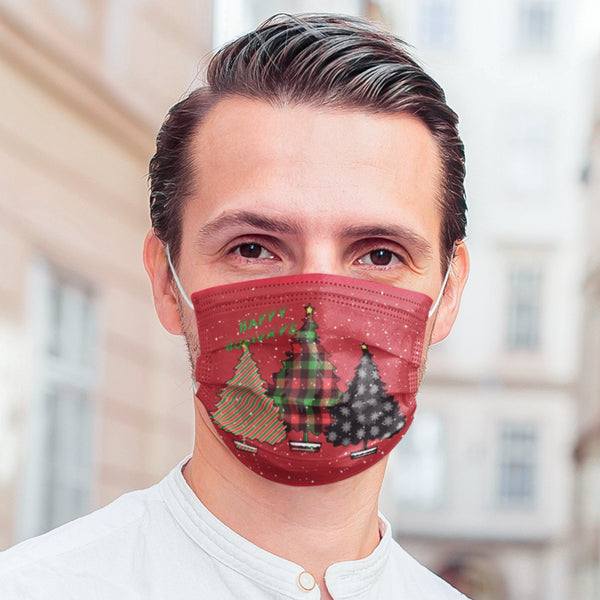 65 MCMLXV Unisex Happy Holidays Christmas Trees Print Face Mask - 65mcmlxv