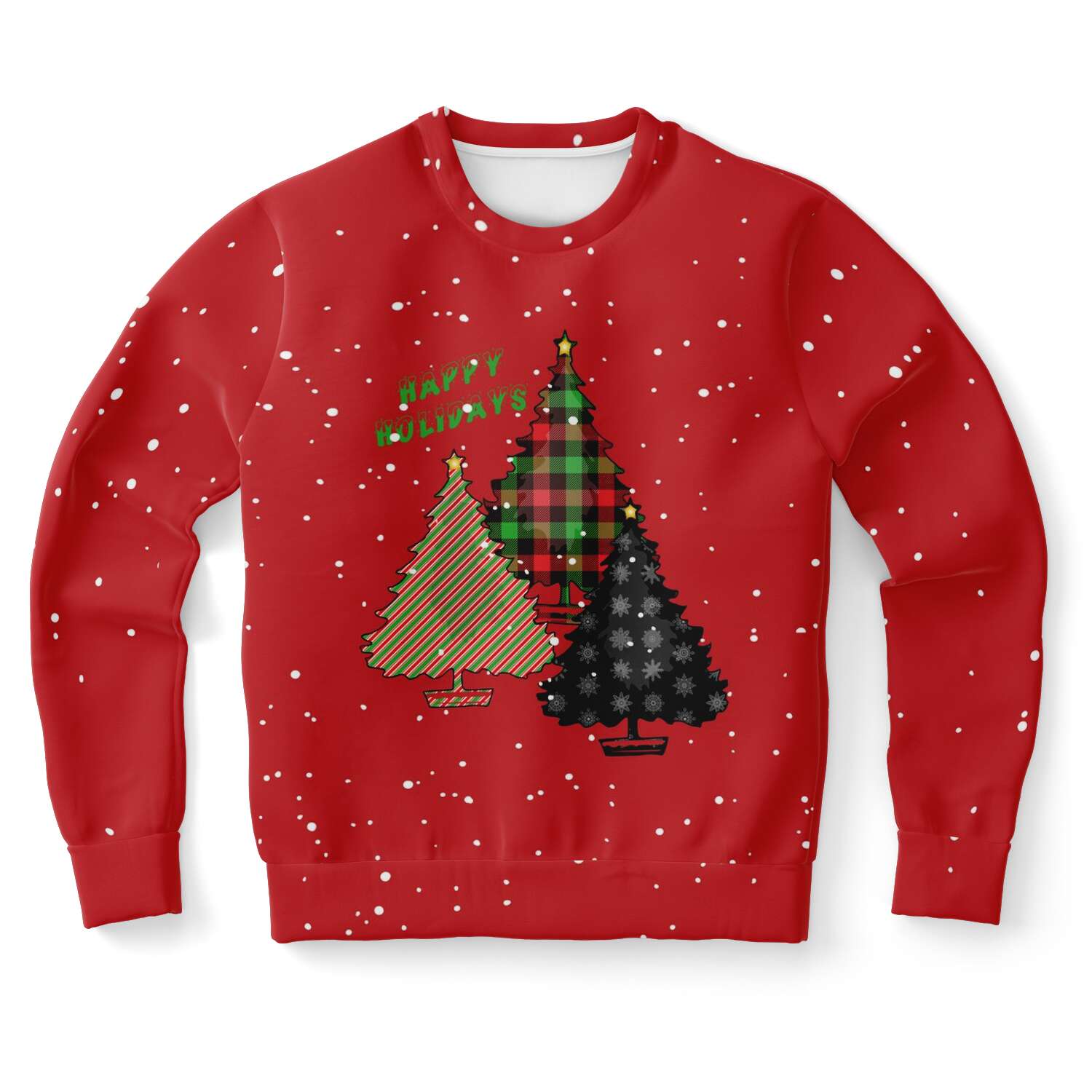 65 MCMLXV Unisex Happy Holidays Christmas Trees Print Sweatshirt - 65mcmlxv
