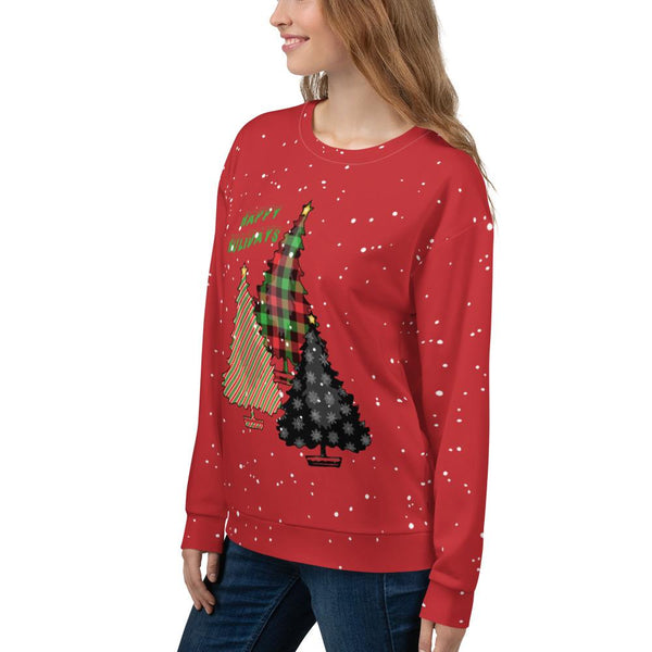 65 MCMLXV Unisex Happy Holidays Christmas Trees Print Sweatshirt - 65mcmlxv