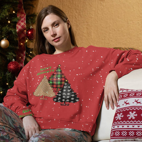 65 MCMLXV Unisex Happy Holidays Christmas Trees Print Sweatshirt - 65mcmlxv