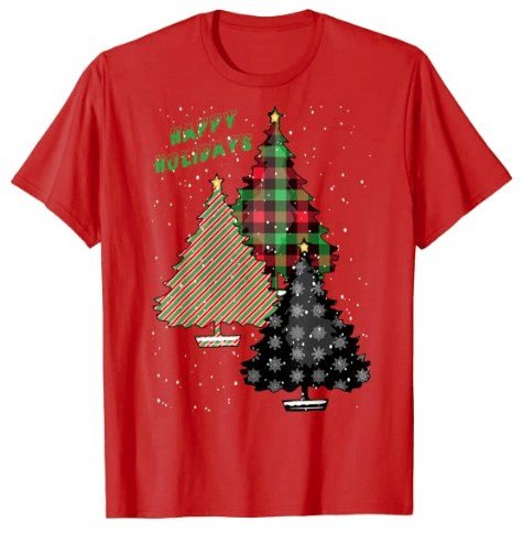 65 MCMLXV Unisex Happy Holidays Patterned Christmas Trees Graphic T-Shirt - 65mcmlxv