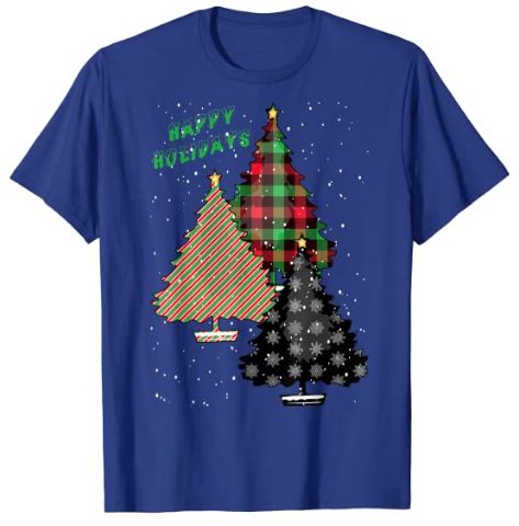 65 MCMLXV Unisex Happy Holidays Patterned Christmas Trees Graphic T-Shirt - 65mcmlxv