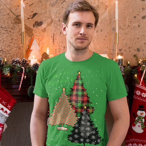 65 MCMLXV Unisex Happy Holidays Patterned Christmas Trees Graphic T-Shirt - 65mcmlxv