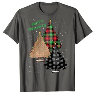 65 MCMLXV Unisex Happy Holidays Patterned Christmas Trees Graphic T-Shirt - 65mcmlxv