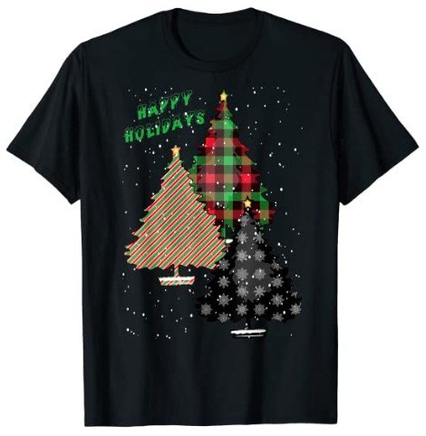 65 MCMLXV Unisex Happy Holidays Patterned Christmas Trees Graphic T-Shirt - 65mcmlxv