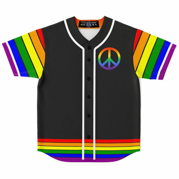 65 MCMLXV Unisex LGBT Gay Pride Rainbow Flag Print Baseball Jersey - 65mcmlxv