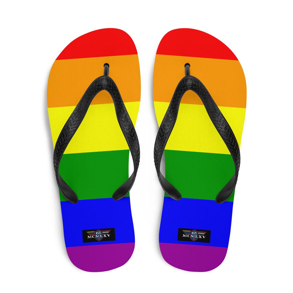 65 MCMLXV Unisex LGBT Gay Pride Rainbow Flag Print Flip - Flops - 65mcmlxv