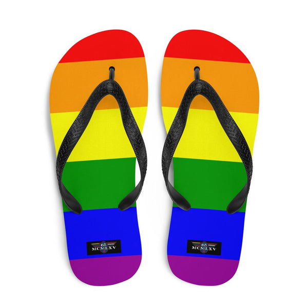 65 MCMLXV Unisex LGBT Gay Pride Rainbow Flag Print Flip - Flops - 65mcmlxv