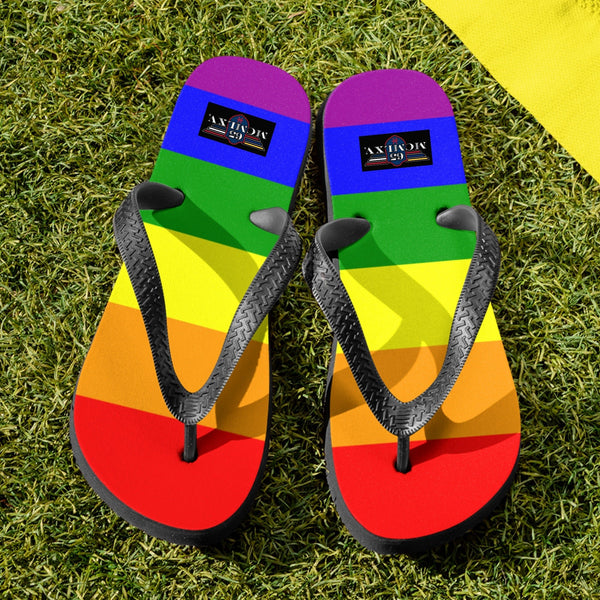 65 MCMLXV Unisex LGBT Gay Pride Rainbow Flag Print Flip - Flops - 65mcmlxv