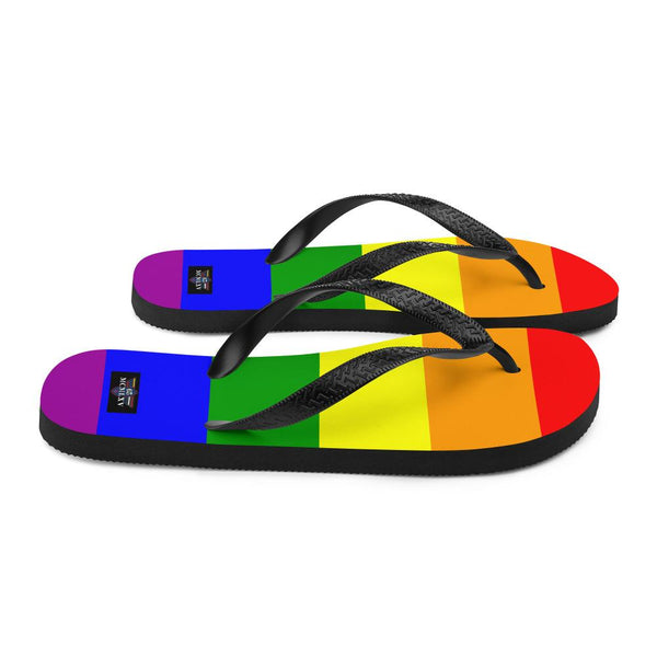 65 MCMLXV Unisex LGBT Gay Pride Rainbow Flag Print Flip - Flops - 65mcmlxv