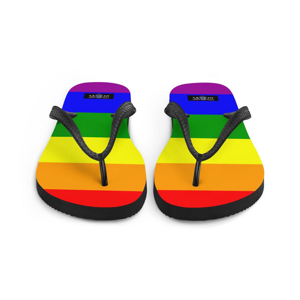 65 MCMLXV Unisex LGBT Gay Pride Rainbow Flag Print Flip - Flops - 65mcmlxv