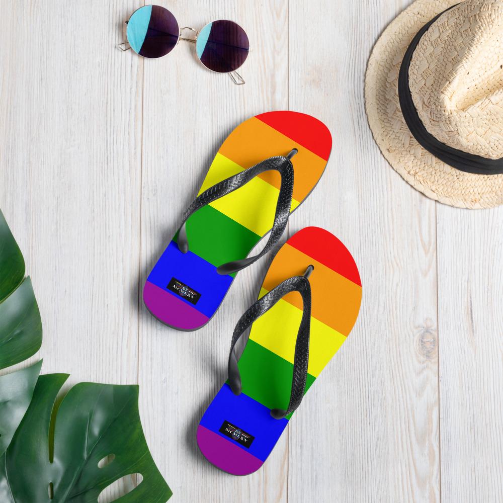 65 MCMLXV Unisex LGBT Gay Pride Rainbow Flag Print Flip - Flops - 65mcmlxv