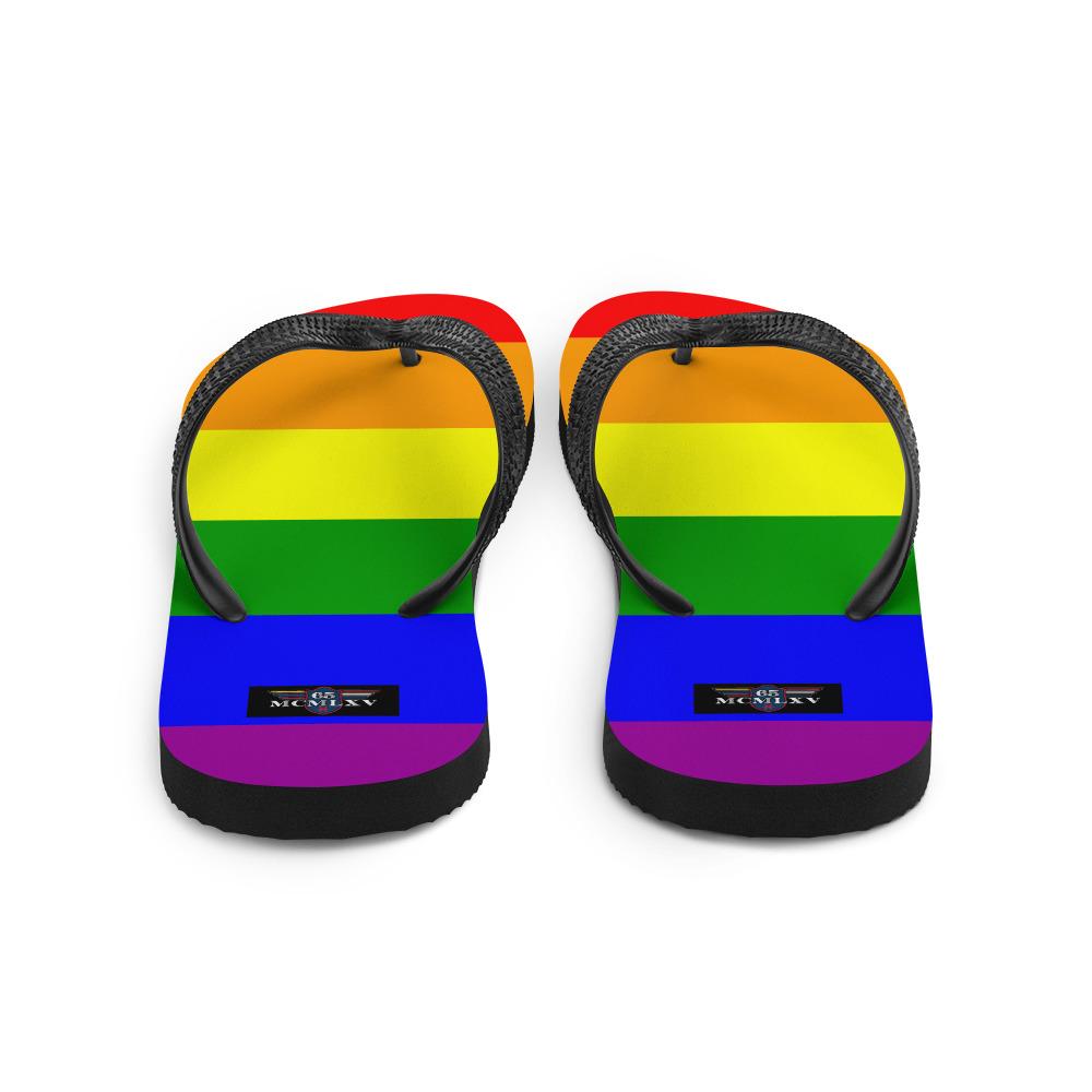 65 MCMLXV Unisex LGBT Gay Pride Rainbow Flag Print Flip - Flops - 65mcmlxv