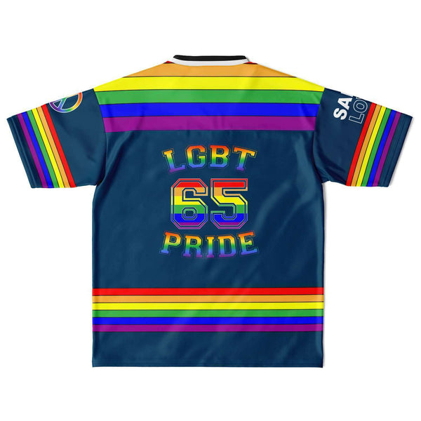 65 MCMLXV Unisex LGBT Gay Pride Rainbow Flag Print Football Jersey - 65mcmlxv