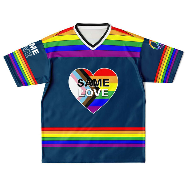 65 MCMLXV Unisex LGBT Gay Pride Rainbow Flag Print Football Jersey - 65mcmlxv