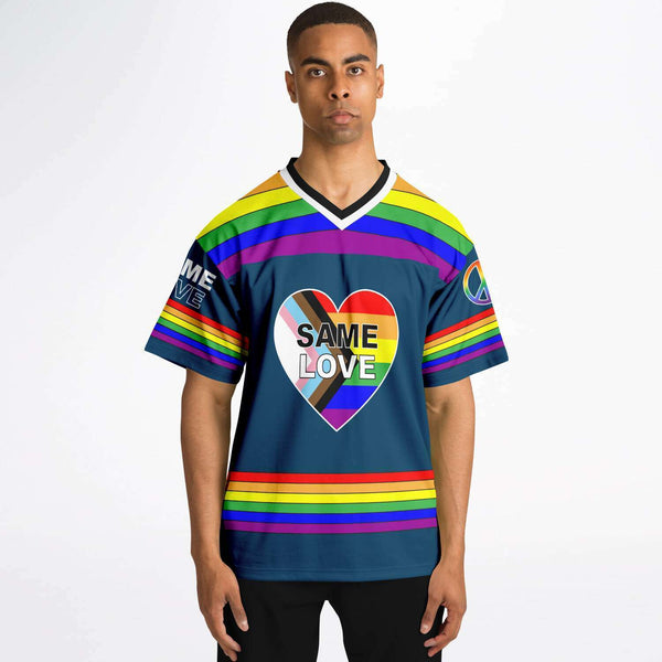 65 MCMLXV Unisex LGBT Gay Pride Rainbow Flag Print Football Jersey - 65mcmlxv