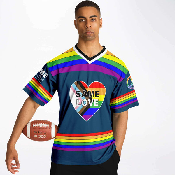 65 MCMLXV Unisex LGBT Gay Pride Rainbow Flag Print Football Jersey - 65mcmlxv