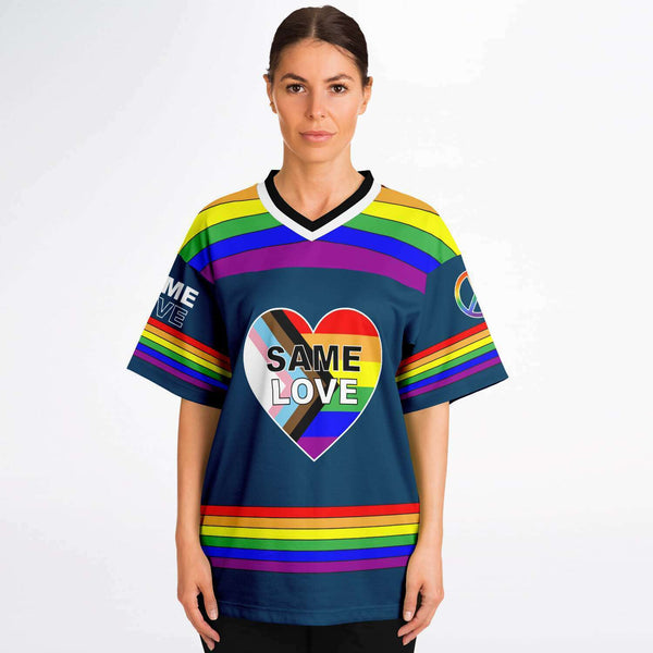 65 MCMLXV Unisex LGBT Gay Pride Rainbow Flag Print Football Jersey - 65mcmlxv