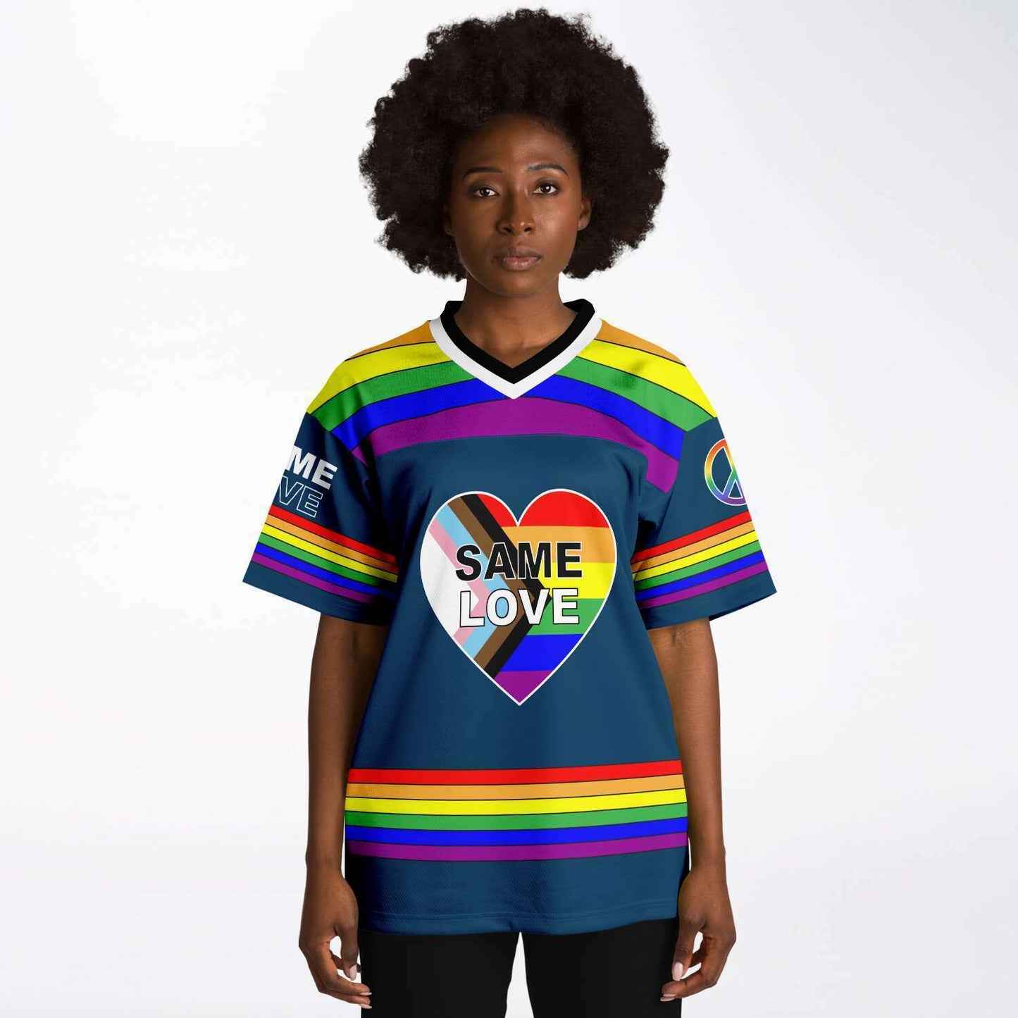 65 MCMLXV Unisex LGBT Gay Pride Rainbow Flag Print Football Jersey - 65mcmlxv