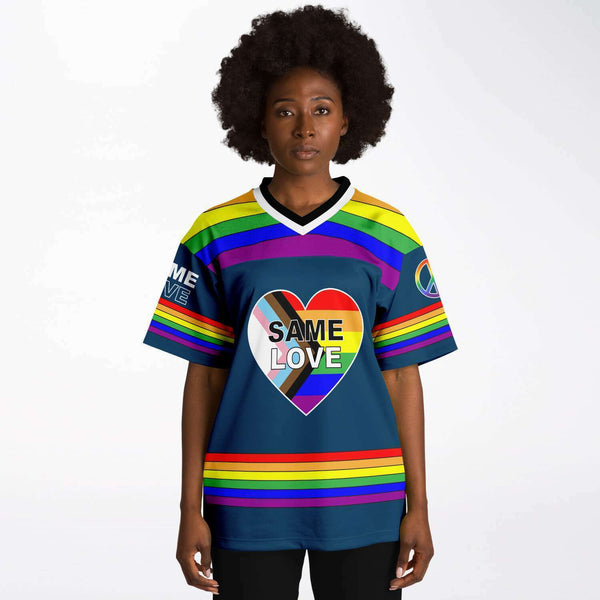 65 MCMLXV Unisex LGBT Gay Pride Rainbow Flag Print Football Jersey - 65mcmlxv