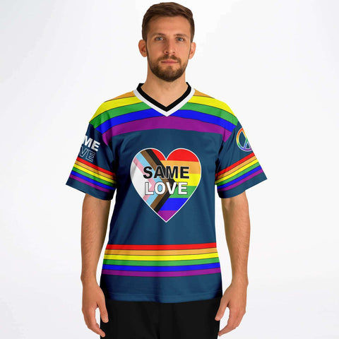 65 MCMLXV Unisex LGBT Gay Pride Rainbow Flag Print Football Jersey - 65mcmlxv