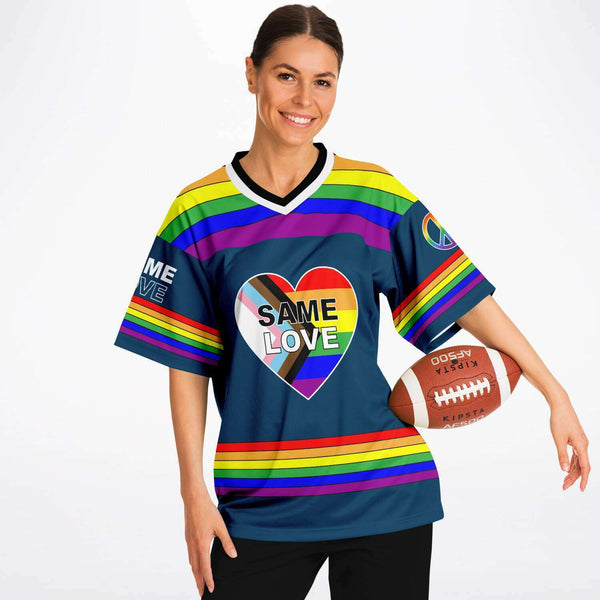 65 MCMLXV Unisex LGBT Gay Pride Rainbow Flag Print Football Jersey - 65mcmlxv