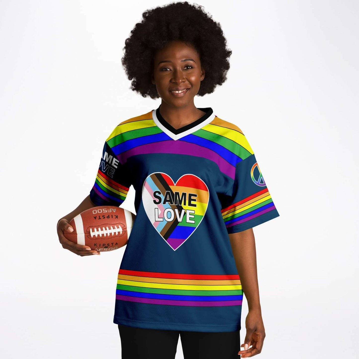 65 MCMLXV Unisex LGBT Gay Pride Rainbow Flag Print Football Jersey - 65mcmlxv