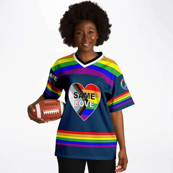 65 MCMLXV Unisex LGBT Gay Pride Rainbow Flag Print Football Jersey - 65mcmlxv