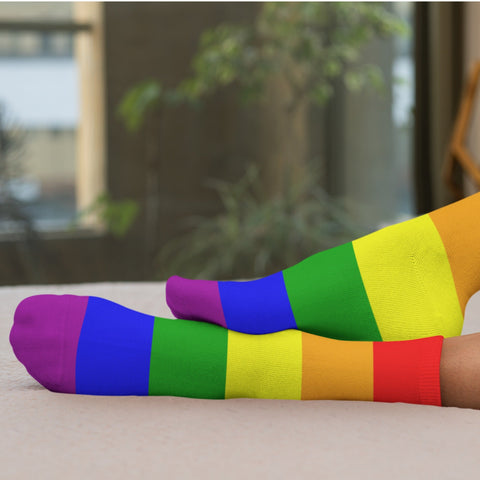65 MCMLXV Unisex LGBT Gay Pride Rainbow Flag Print Socks - 65mcmlxv