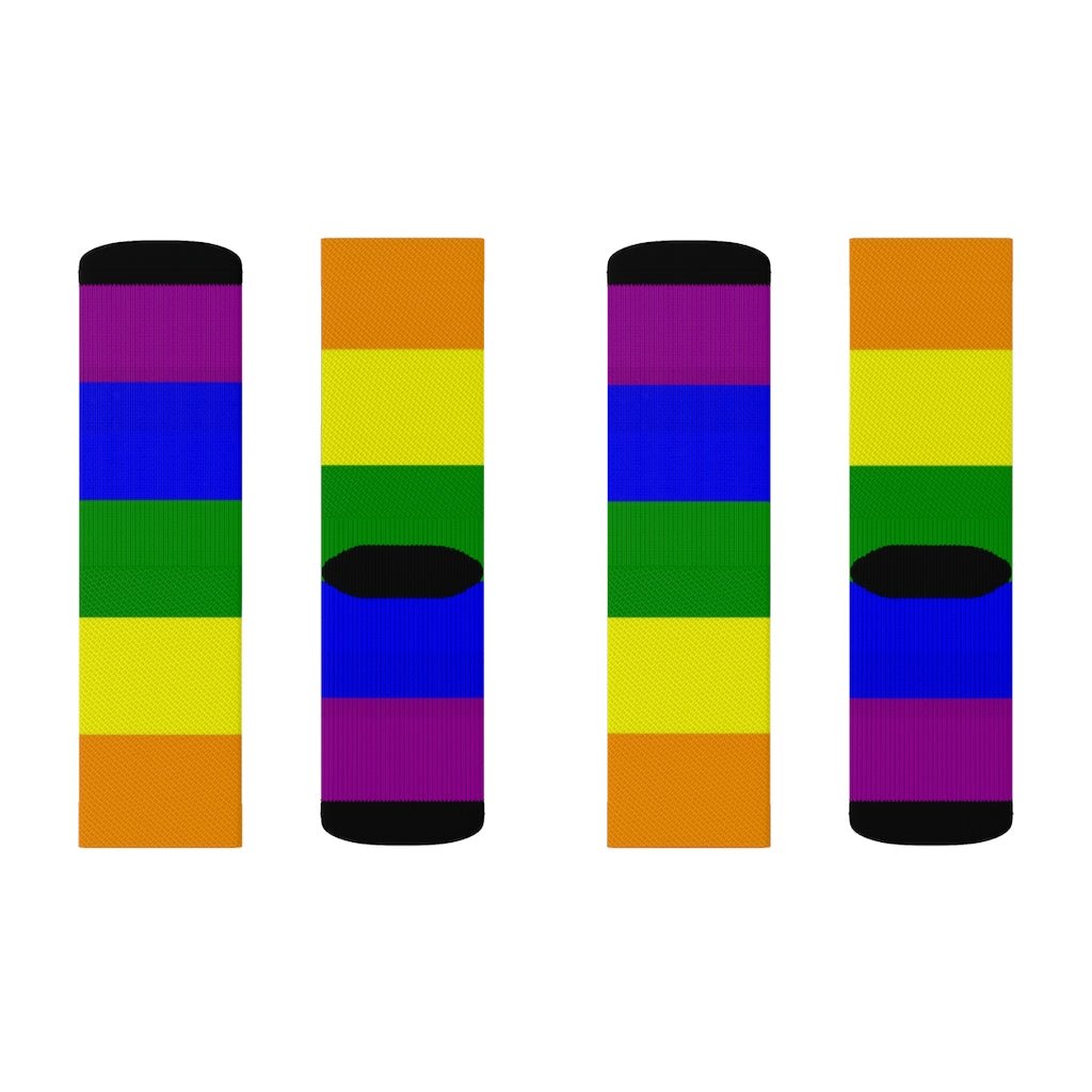 65 MCMLXV Unisex LGBT Gay Pride Rainbow Flag Print Socks - 65mcmlxv