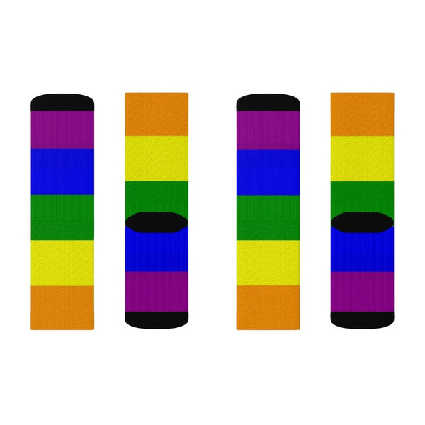 65 MCMLXV Unisex LGBT Gay Pride Rainbow Flag Print Socks - 65mcmlxv