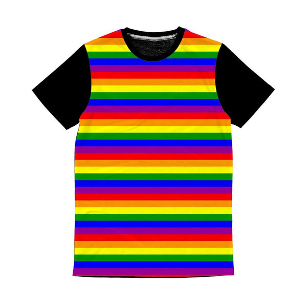 65 MCMLXV Unisex LGBT Gay Pride Rainbow Flag Stripe Classic Print Panel T-Shirt - 65mcmlxv
