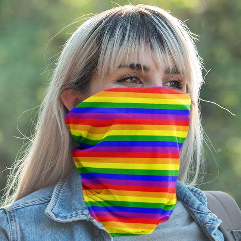 65 MCMLXV Unisex LGBT Gay Pride Rainbow Flag Stripe Print Neck Gaiter - 65mcmlxv