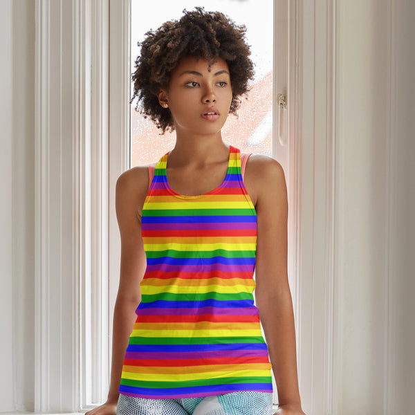 65 MCMLXV Unisex LGBT Gay Pride Rainbow Flag Stripe Print Tank Top - 65mcmlxv