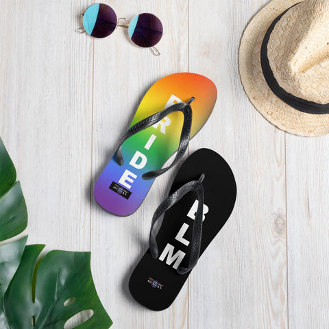 65 MCMLXV Unisex LGBT Pride Black Lives Matter Print Flip - Flops - 65mcmlxv