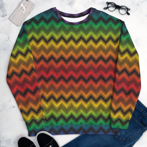 65 MCMLXV Unisex LGBT Pride Chevron Print Fleece Sweatshirt - 65mcmlxv