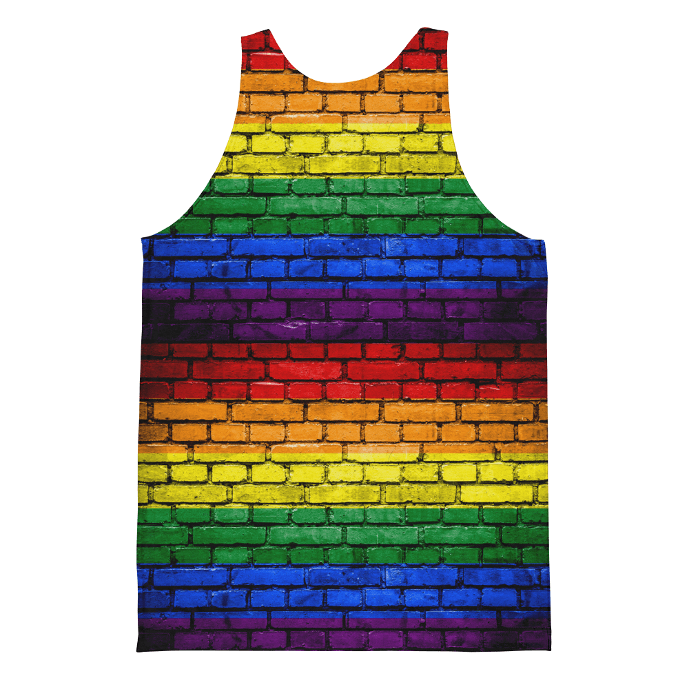 65 MCMLXV Unisex LGBT Pride Rainbow Brick Wall Print Tank Top - 65mcmlxv