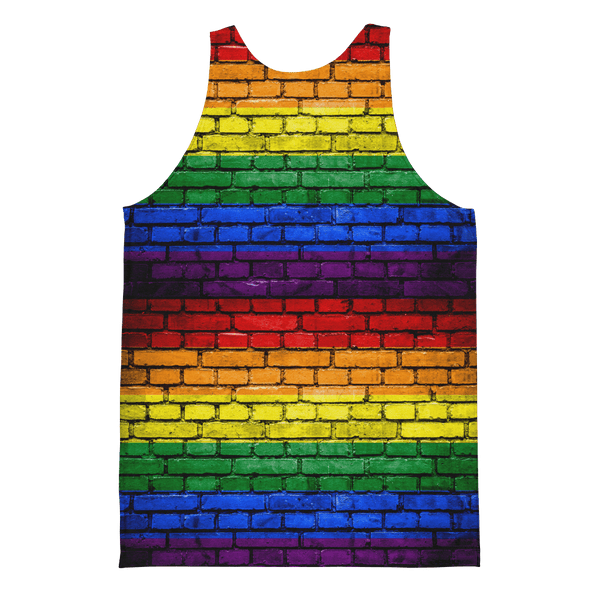 65 MCMLXV Unisex LGBT Pride Rainbow Brick Wall Print Tank Top - 65mcmlxv