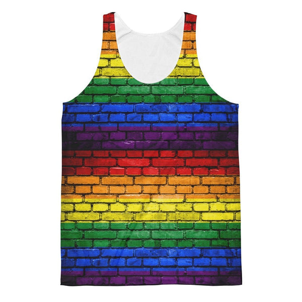 65 MCMLXV Unisex LGBT Pride Rainbow Brick Wall Print Tank Top - 65mcmlxv
