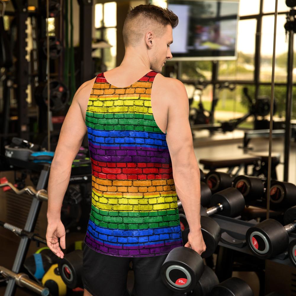 65 MCMLXV Unisex LGBT Pride Rainbow Brick Wall Print Tank Top - 65mcmlxv